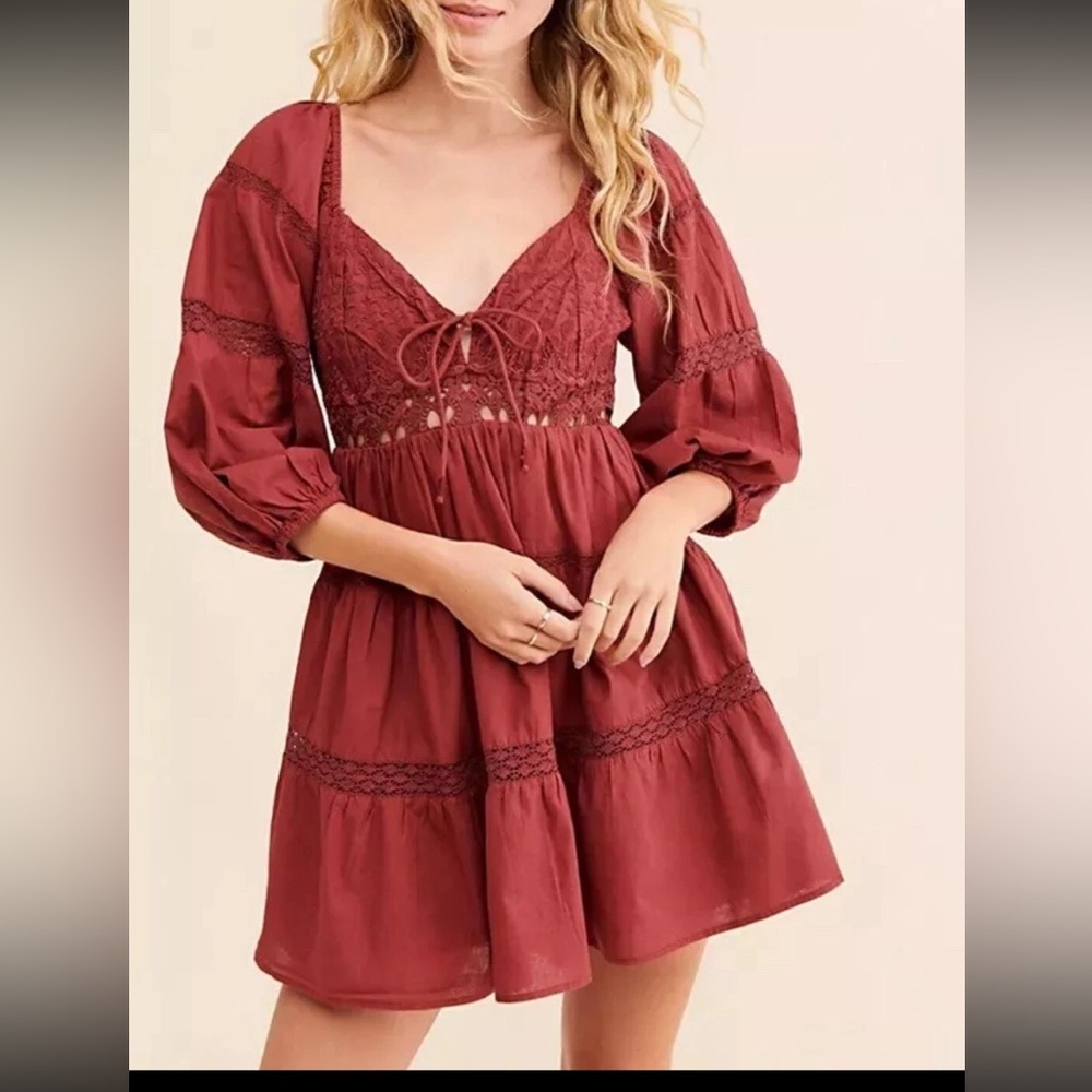 Free People All Mine Mini Dress Mulberry Size L